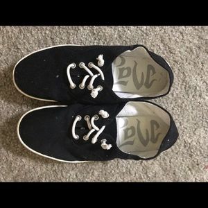 Black canvas slip on canvas sneakers